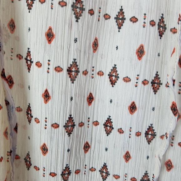 Pink Rose  Womens Semi Sheer Tribal Print Boho Top Size Large - Picture 6 of 7